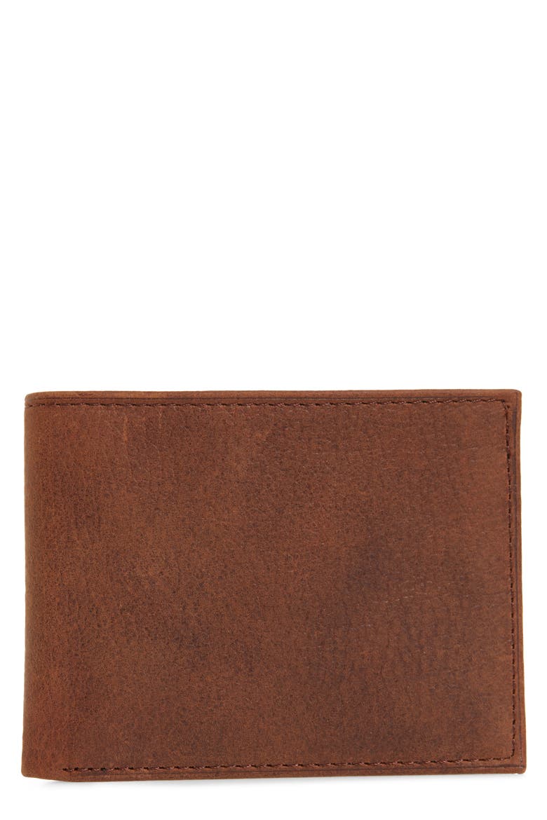 Leather Slimfold Wallet, Main, color, WHISKEY MILLED LEATHER