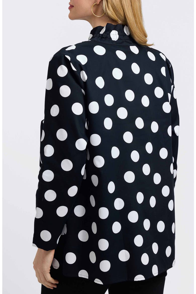 Carolina Dot Print Cotton Button-Up Shirt, Alternate, color, BLACK/ WHITE