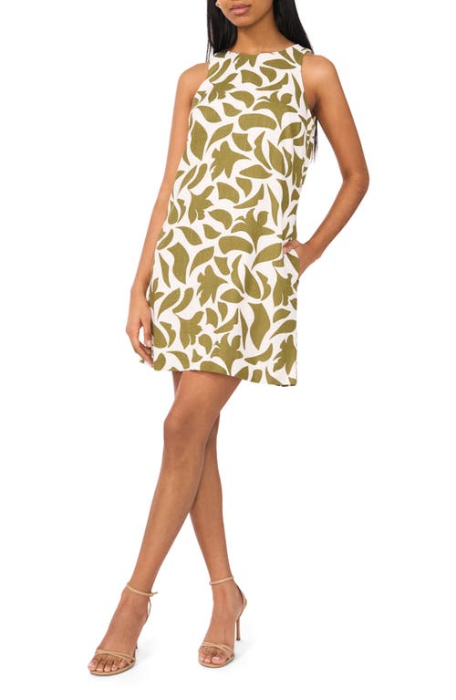 HALOGENR HALOGEN(R) ABSTRACT PRINT LINEN BLEND TRAPEZE MINIDRESS