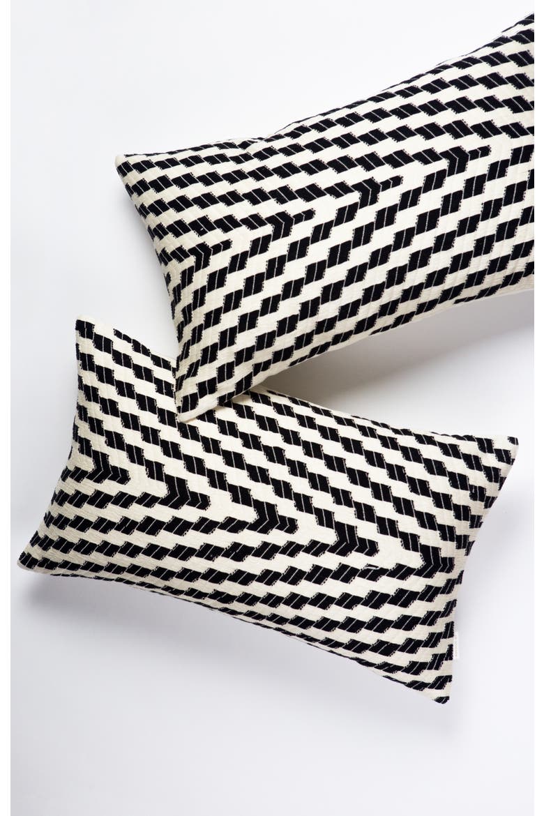 Almolonga Handwoven Cotton Zig Zag Throw Pillow, Alternate, color, White