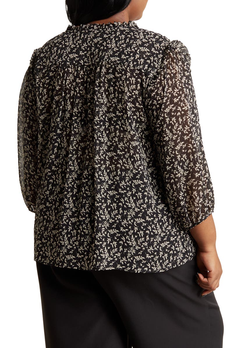 Renee C Floral Print Long Sleeve Sheer Blouse, Alternate, color,