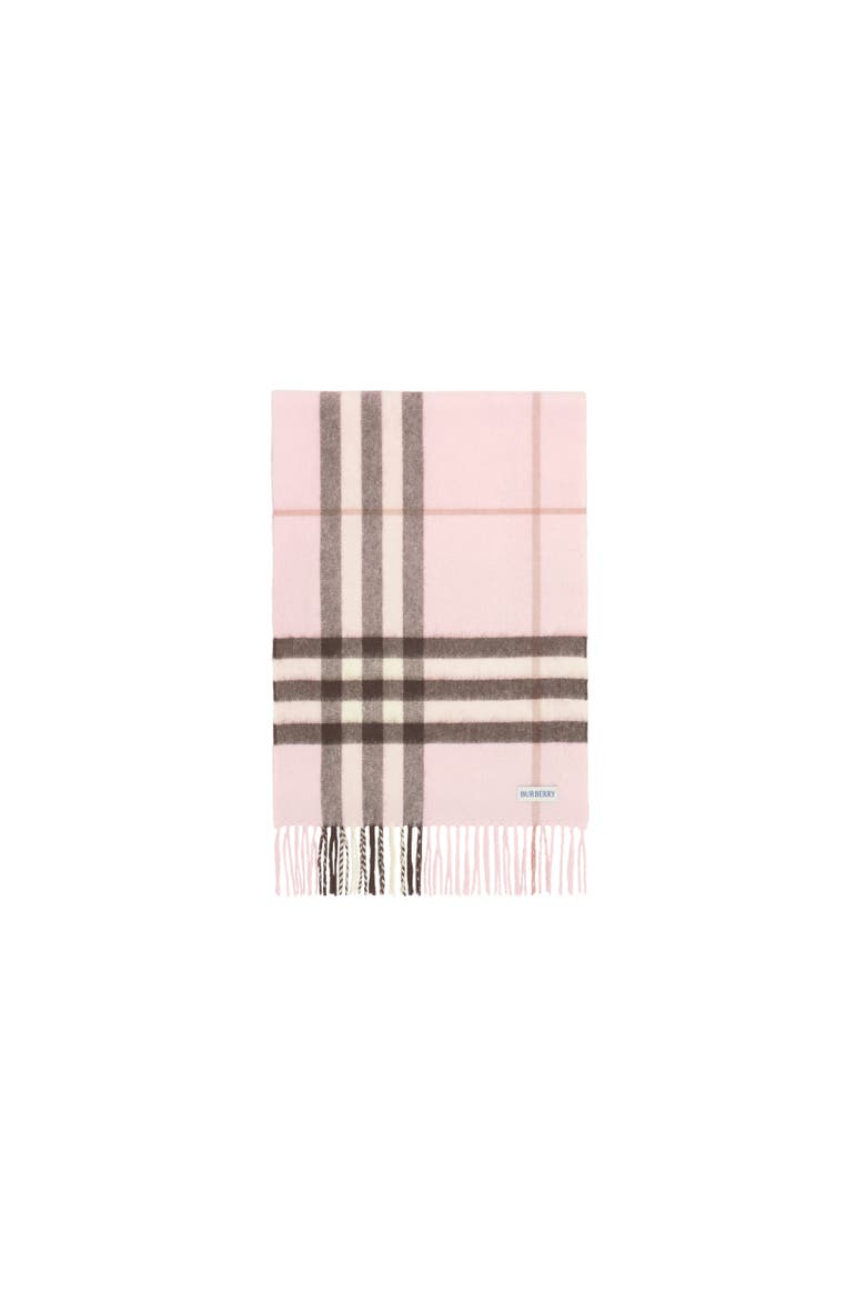 Embellished Check Cashmere Scarf, Alternate, color, Bow pink