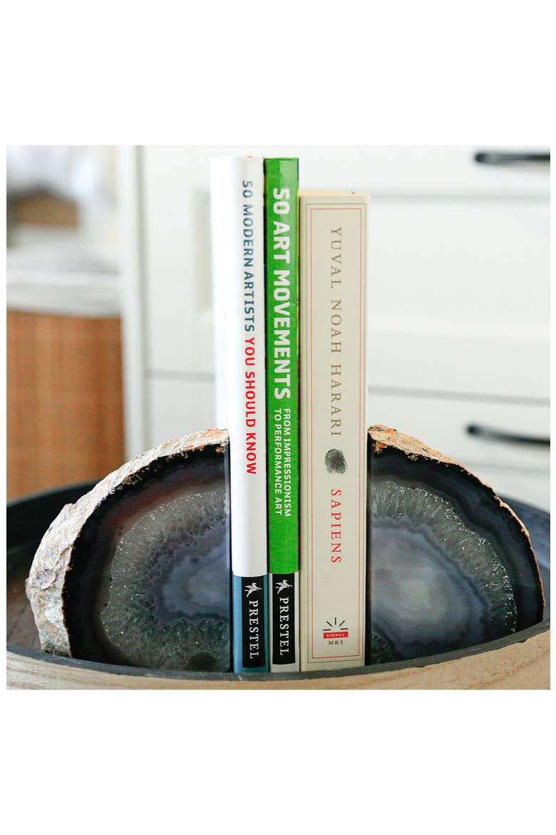 Agate Bookends, Alternate, color, GREY