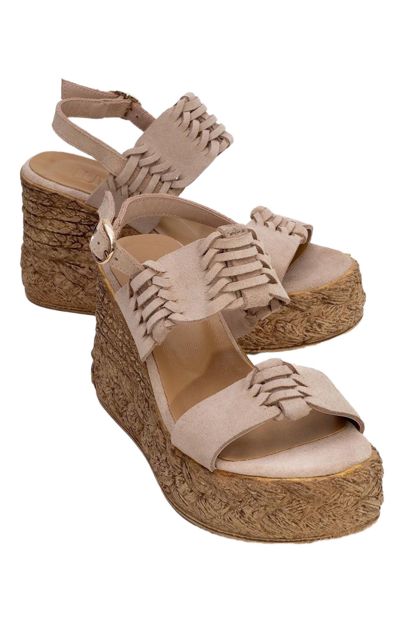 Forever & Always Shoes Olien Suede Leather Platform Espadrilles, Alternate, color, Beige Suede Leather