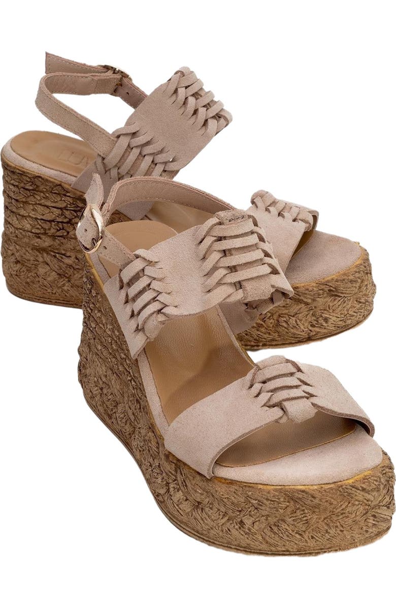 Forever & Always Shoes Olien Suede Leather Platform Espadrilles, Alternate, color, Beige Suede Leather