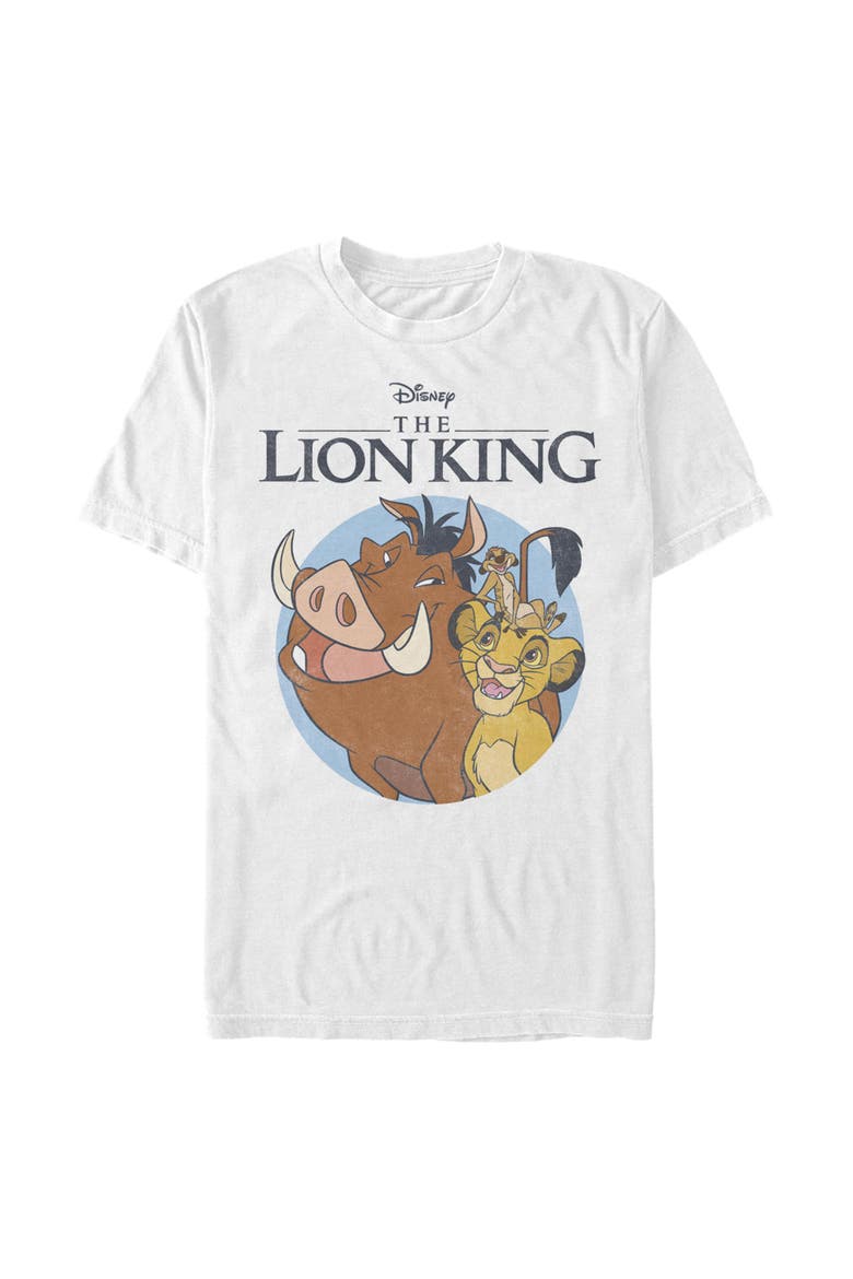 Men's Lion King Distressed Friends Badge  Graphic T-Shirt, Alternate, color, White