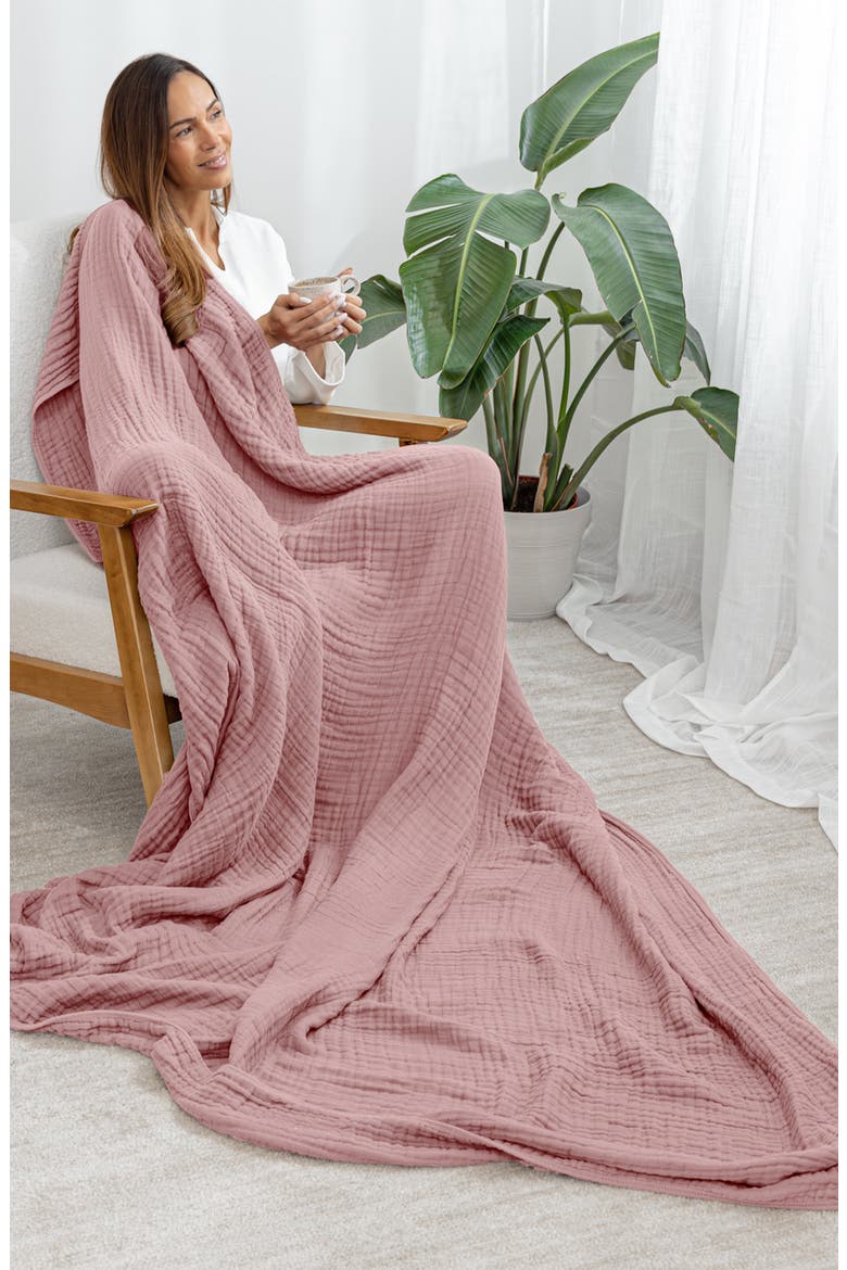 Adult Muslin Blanket, Alternate, color, Mauve