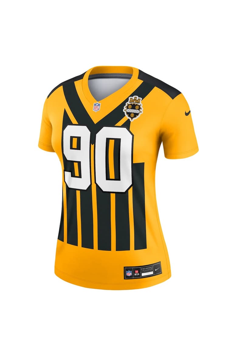 Women's Nike T.J. Watt Gold Pittsburgh Steelers Alternate 1933 Throwback Legend Player Performance Top, Alternate, color, Gold