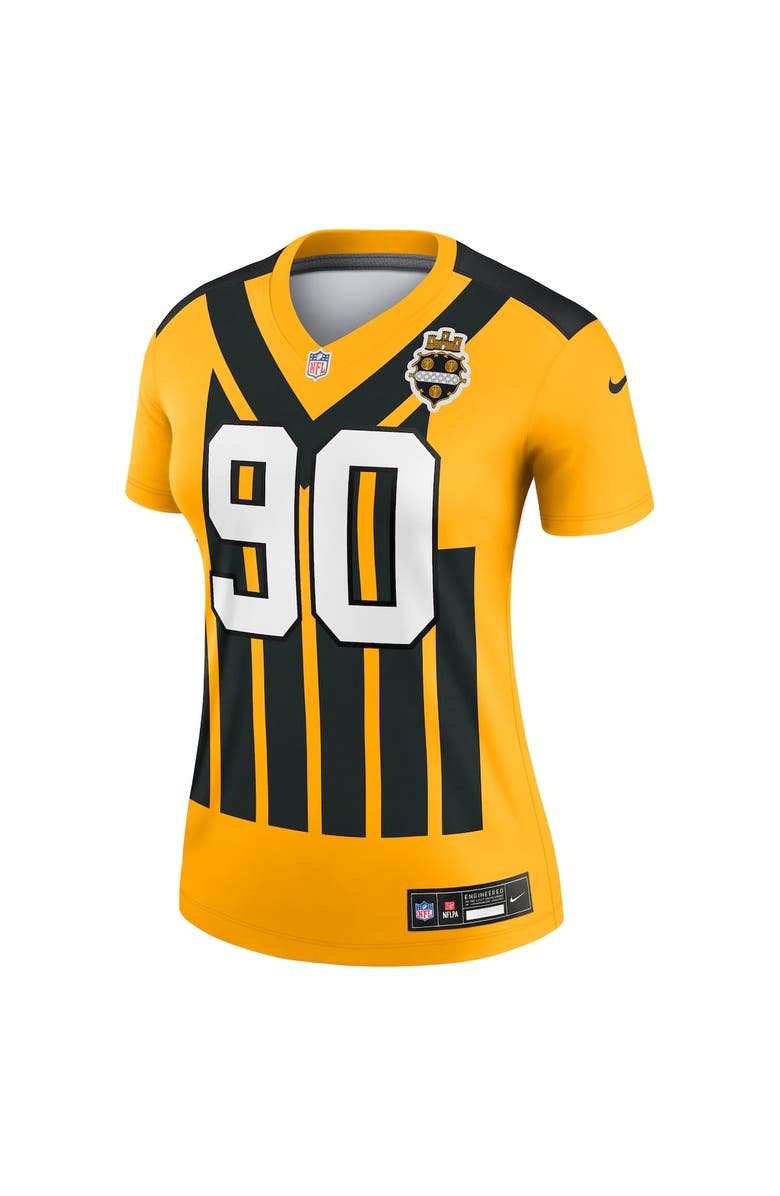 Nike Women's Nike T.J. Watt Gold Pittsburgh Steelers Alternate 1933 Throwback Legend Player Performance Top, Alternate, color, Gold