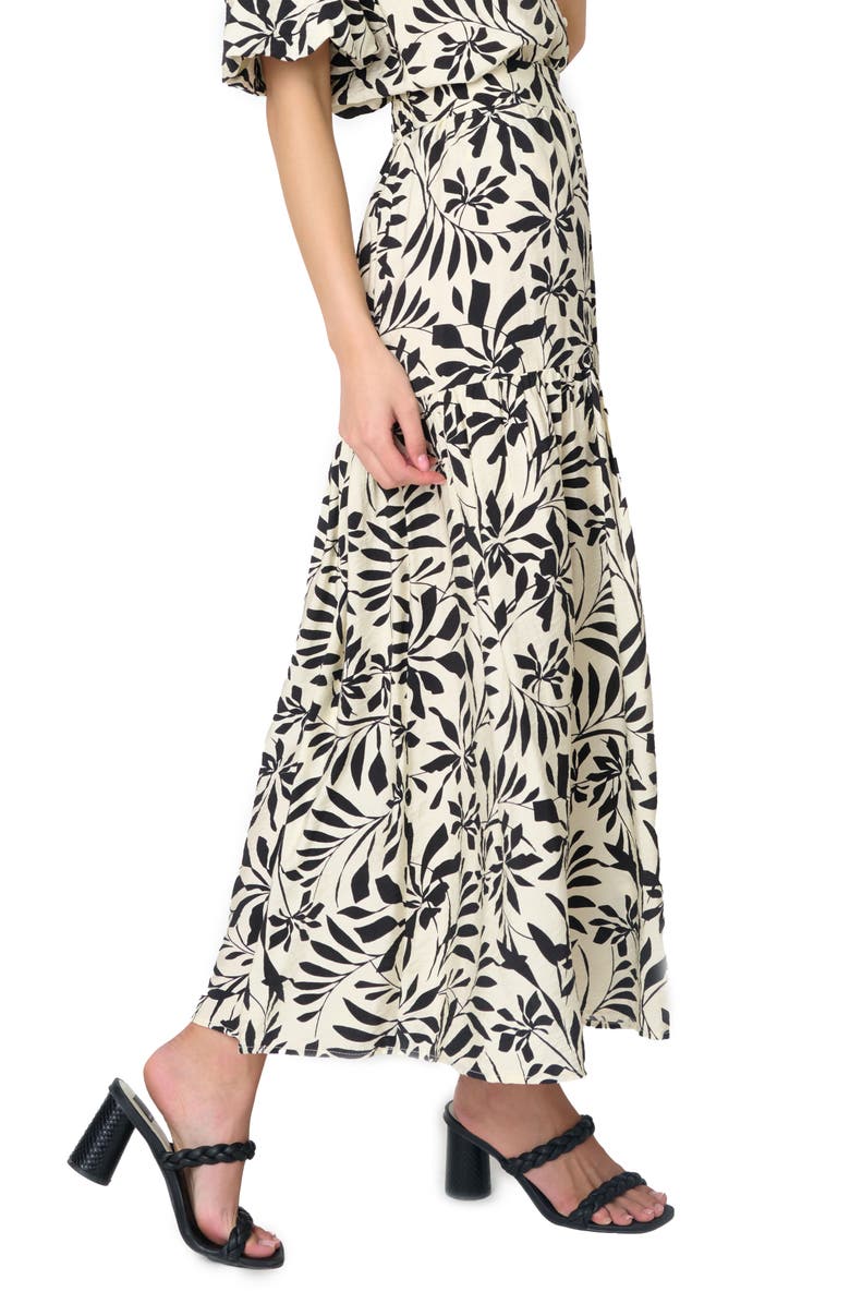 GIBSONLOOK Playa Floral Tiered High Waist Maxi Skirt, Alternate, color, Ivory