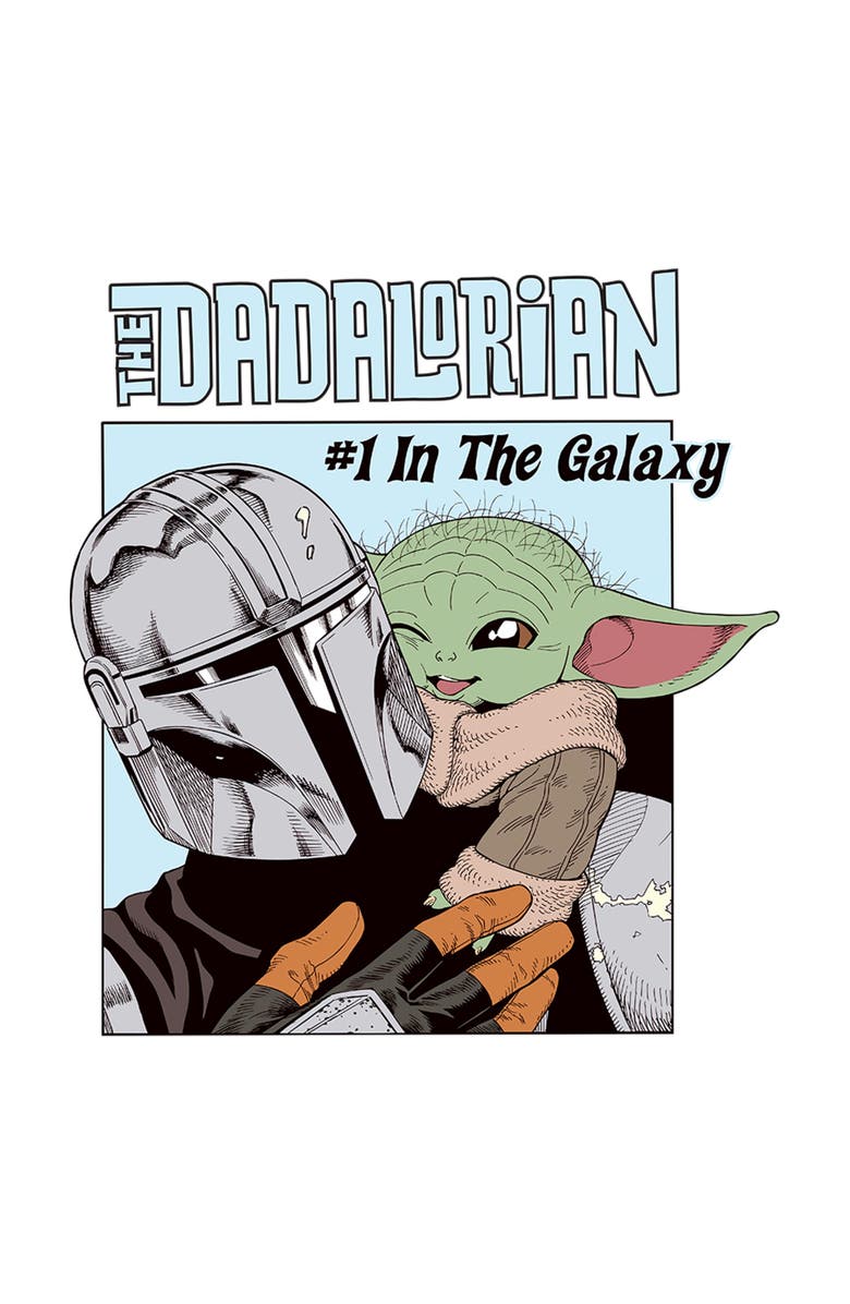 Star Wars: The Mandalorian Men's Star Wars The Mandalorian The Dadalorian Number One Galaxy Graphic T-Shirt, Alternate, color, White