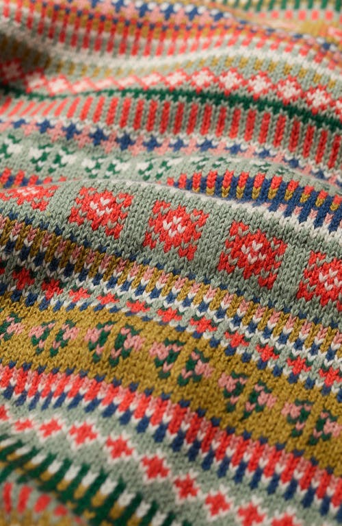 Seasalt Cornwall Cove Cottage Fair Isle Stripe Organic Cotton Cardigan In Green