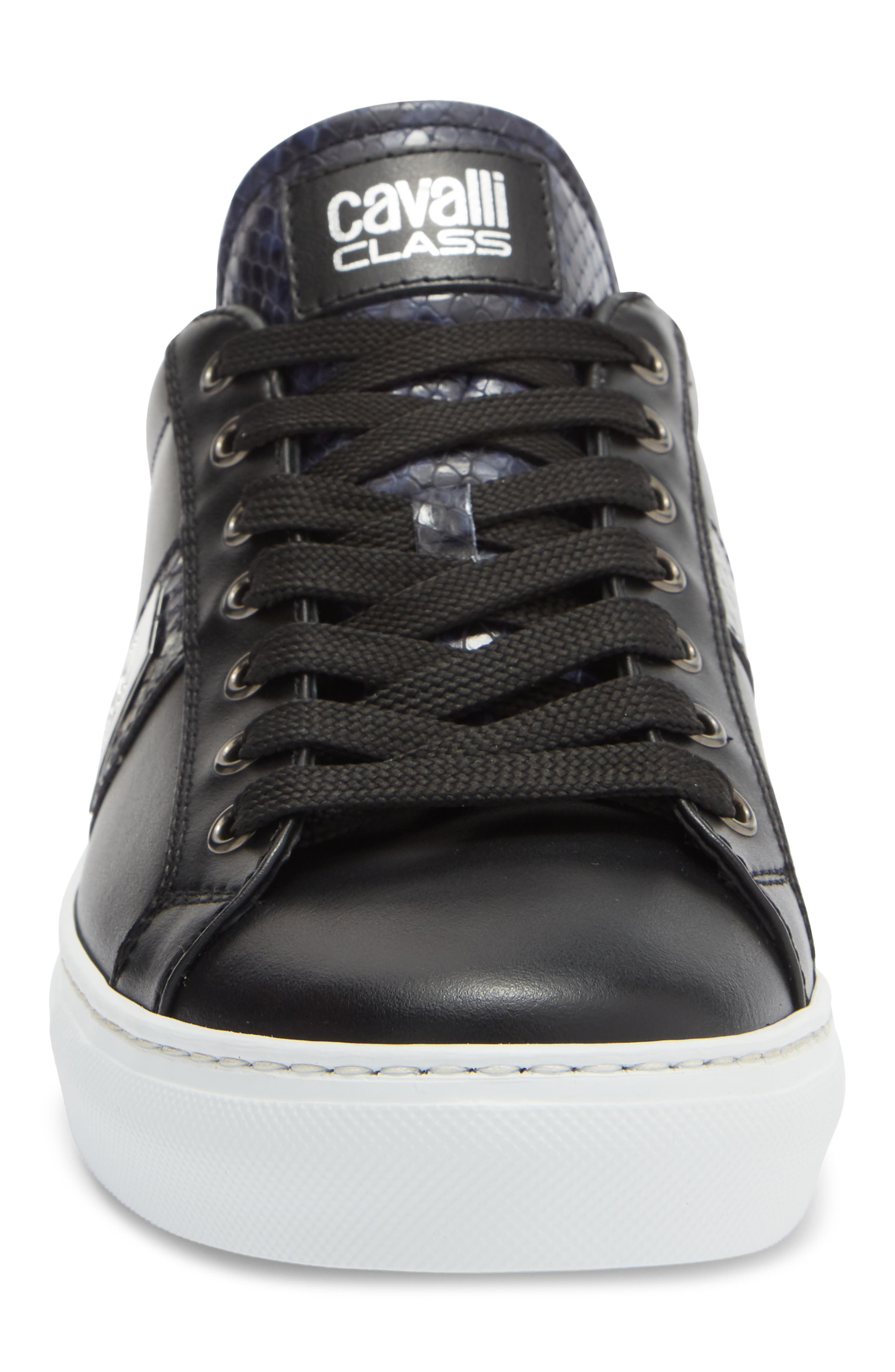 Roberto Cavalli Logo Plate Sneaker, Alternate, color, Black