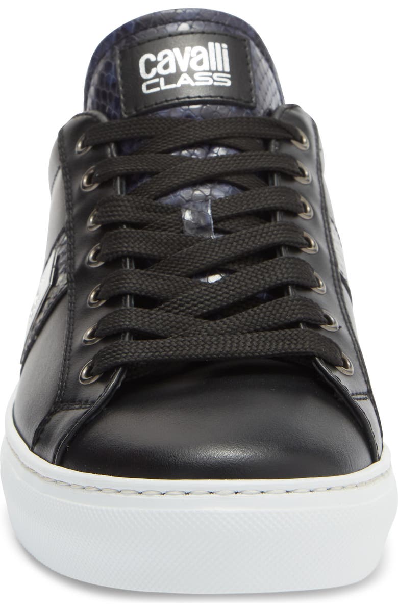 Roberto Cavalli Logo Plate Sneaker, Alternate, color, Black
