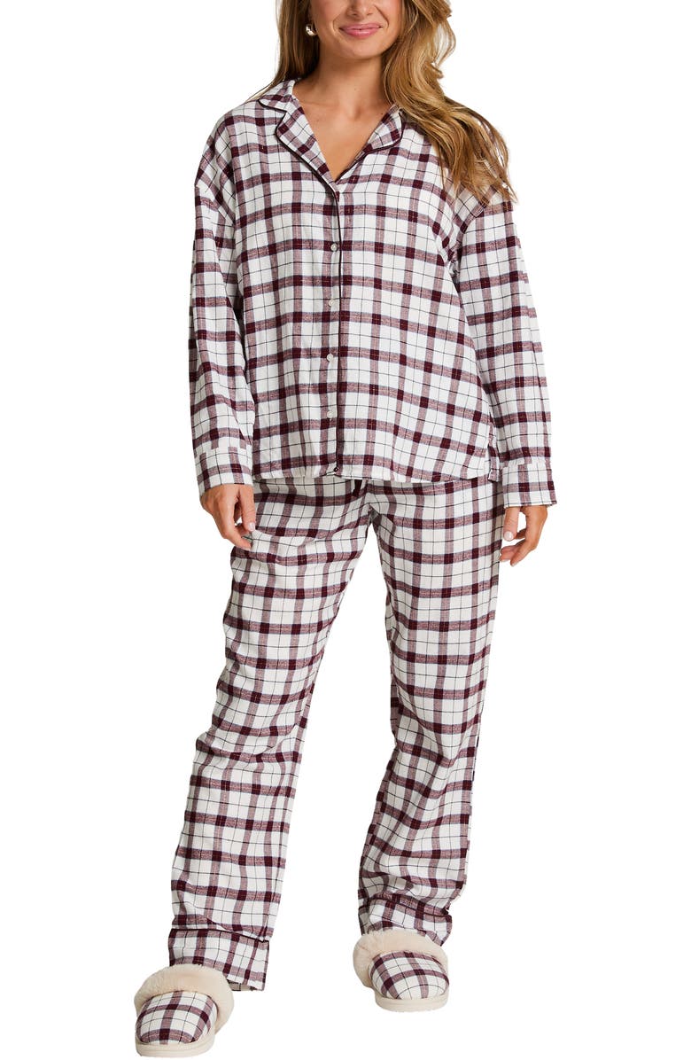 Hunkemöller Flannel Pyjama Top, Alternate, color, White