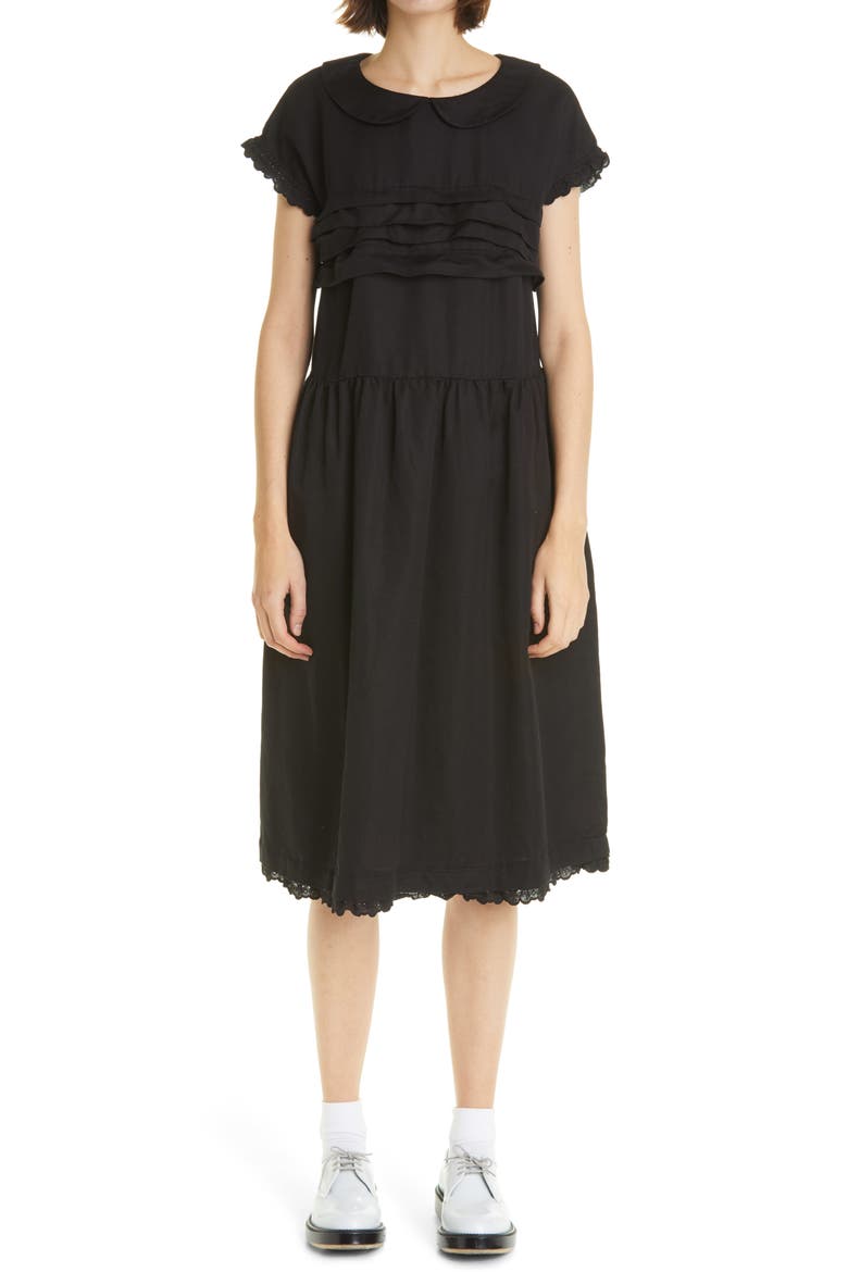 Tricot Comme des Garçons Cotton & Linen Dress, Main, color, BLACK