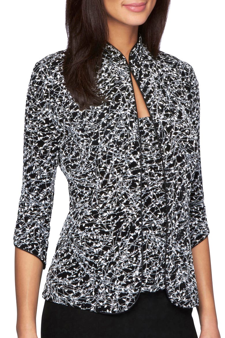 Foiled Print Twinset, Main, color, BLACK WHITE