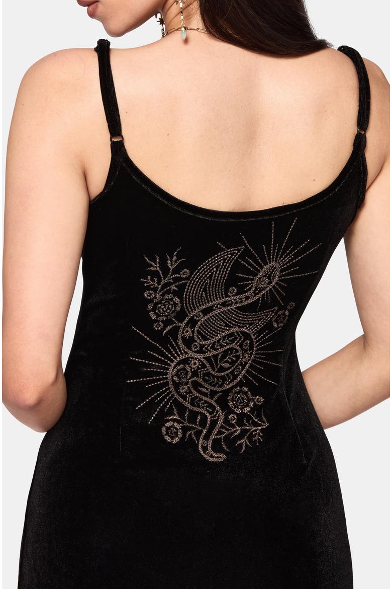 Kobra Embroidered Velour Maxi Slip Dress, Alternate, color, Black