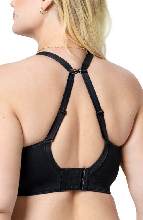 Curvy Couture Smooth Seamless Wireless Sports Bra In Black