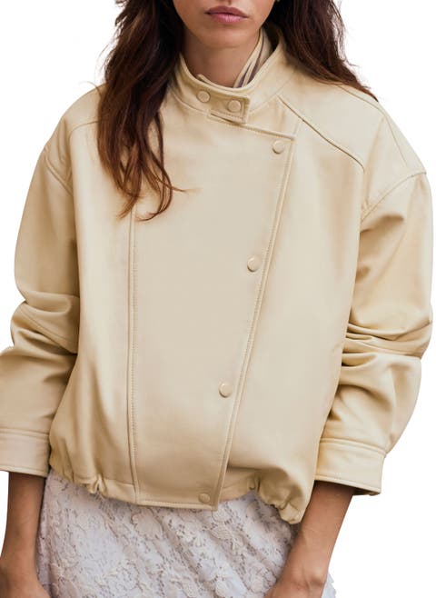 Leather Cropped Pilot Bomber Jacket
