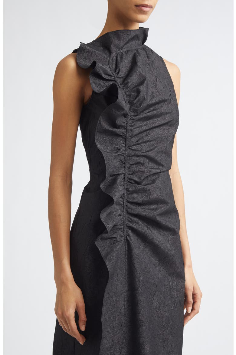 Demetria Ruffle Detail Taffeta Cocktail Dress, Alternate, color, OBSIDIAN