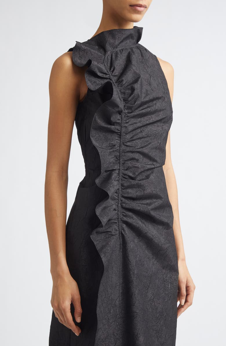 Ulla Johnson Demetria Ruffle Detail Taffeta Cocktail Dress, Alternate, color, Obsidian