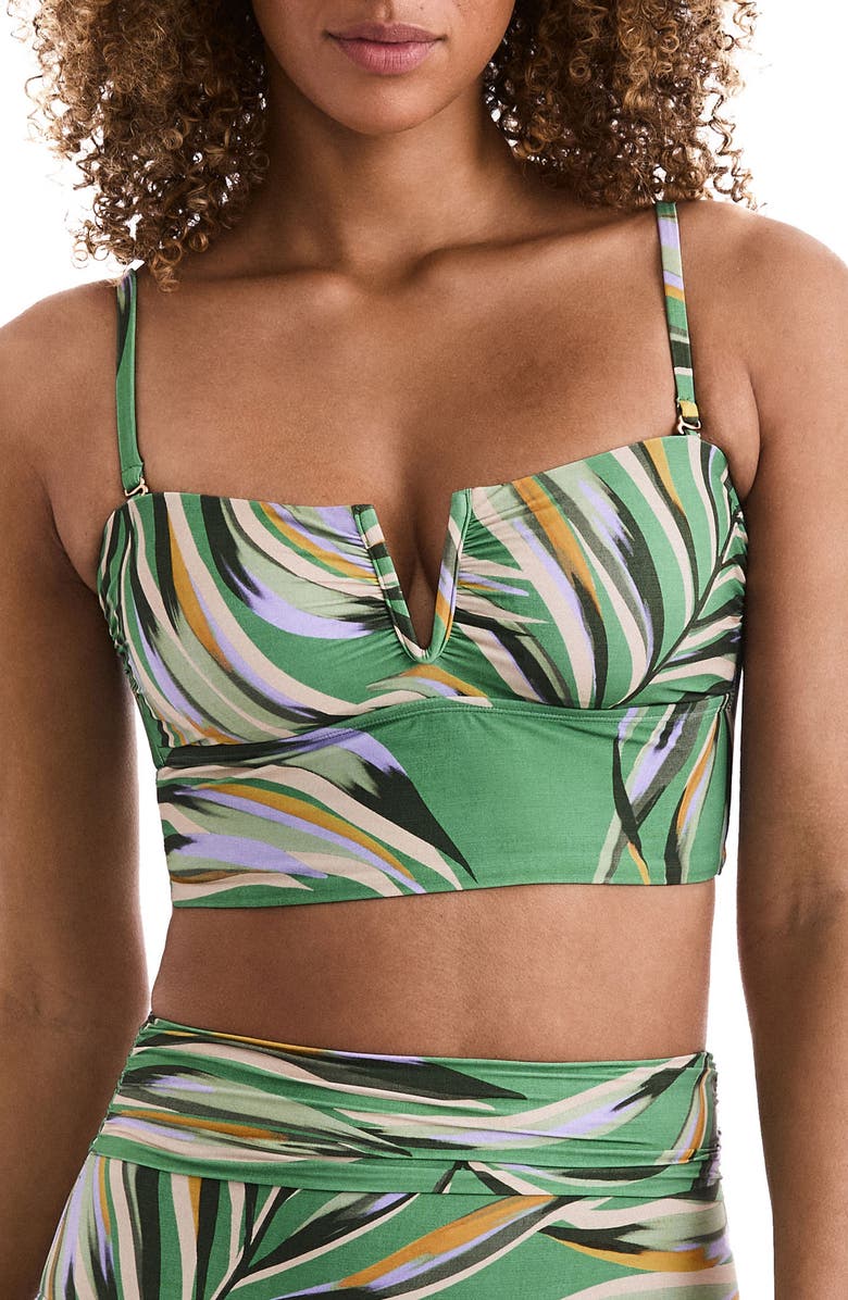 Mimi Flamingo Finn Midkini Swim Top, Main, color, Coastal Leaves