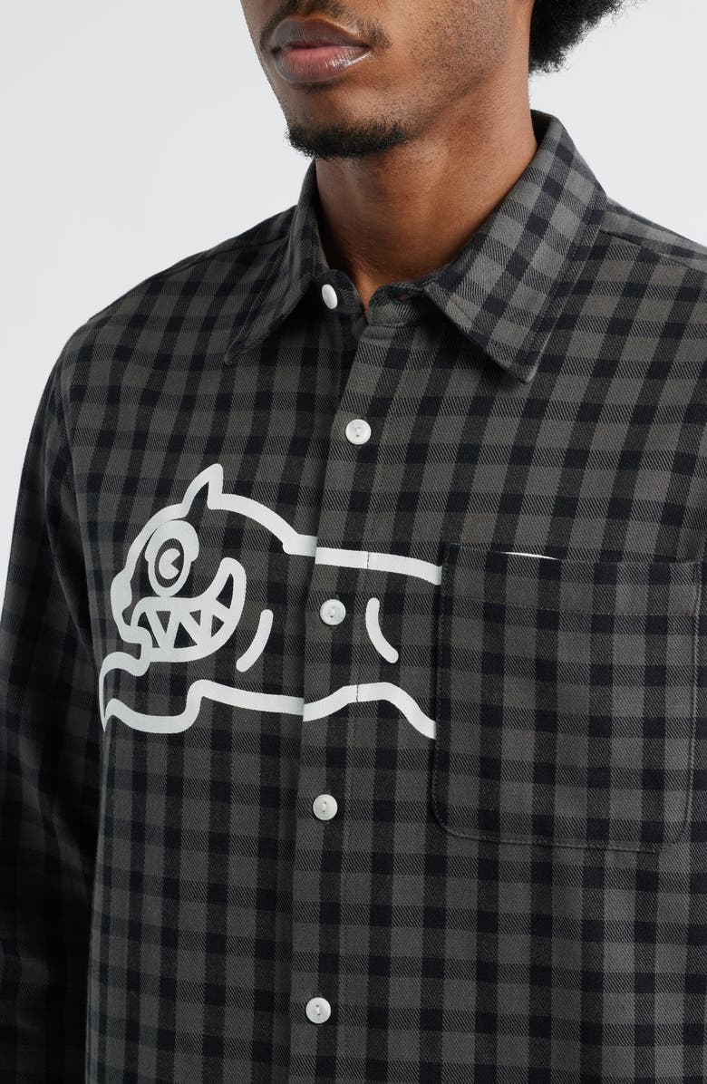 ICECREAM Mean Gene Long Sleeve Button-Up Shirt, Alternate, color, Black Iris