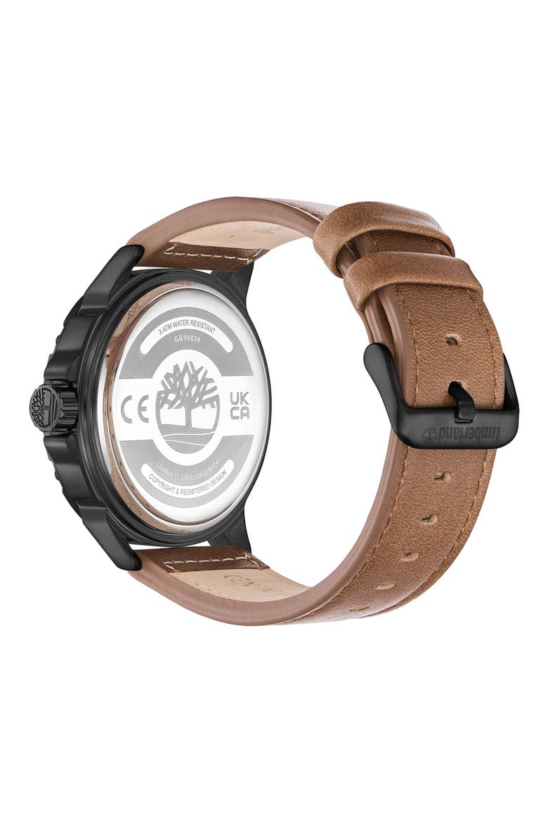Classic Three Hand Leather Strap Watch, 46mm, Alternate, color, TAN