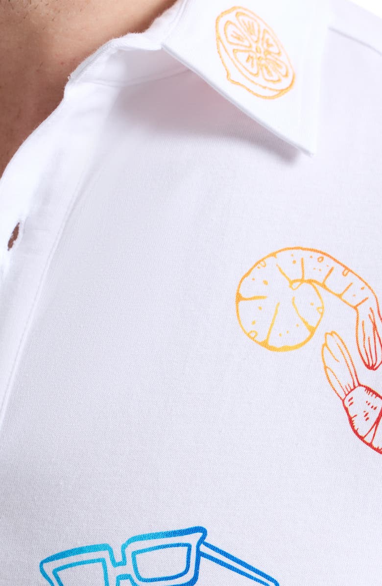 Robert Graham Out of Office Short Sleeve Knit Button-Up Shirt, Alternate, color, White