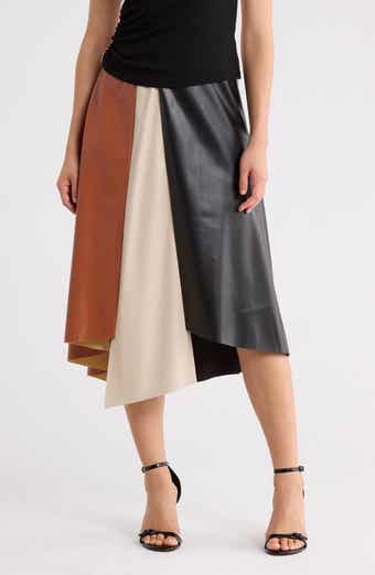 PATRIZIA LUCA Paneled Faux Leather High-Low Skirt