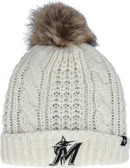 '47 Women's '47 Cream Miami Marlins Meeko Cuffed Knit Hat with Pom