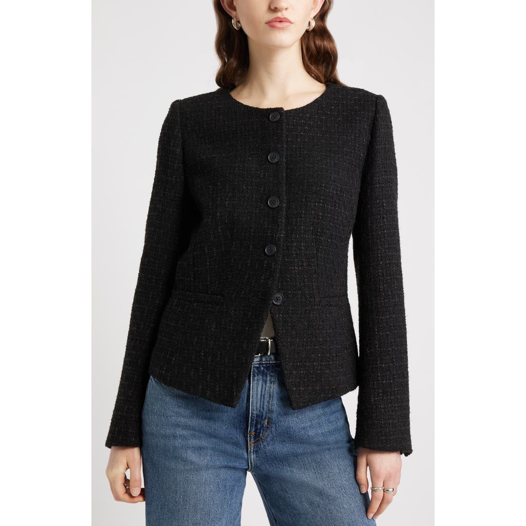 Nordstrom Cutaway Tweed Jacket In Black