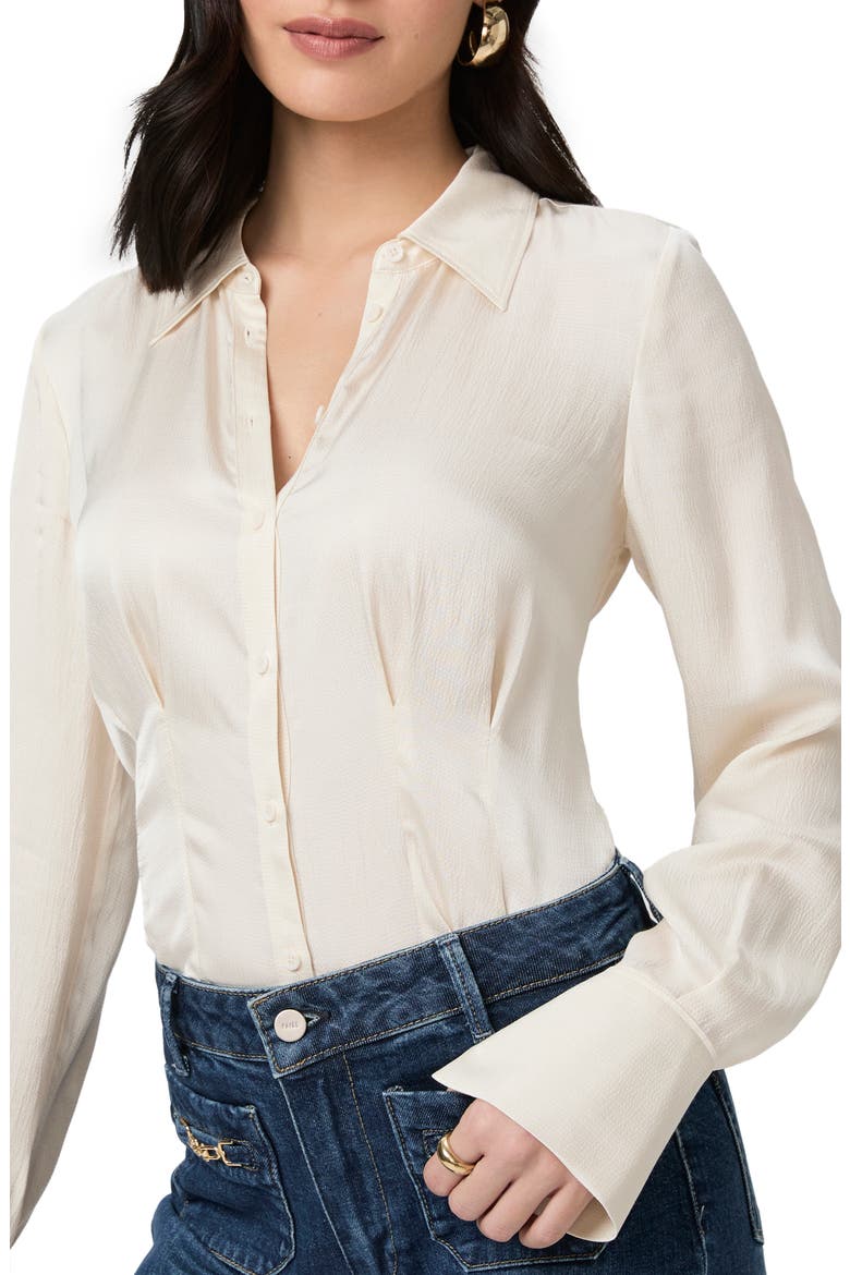 Nelly Button-Up Shirt, Alternate, color, LATTE FOAM