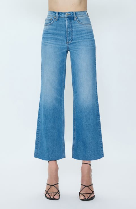 Lana Raw Hem Ankle Wide Leg Jeans