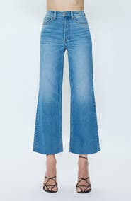 Pistola Lana Raw Hem Ankle Wide Leg Jeans