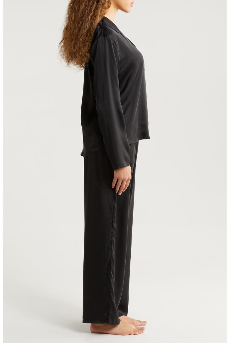 Washable Matte Silk Pajamas, Alternate, color, BLACK