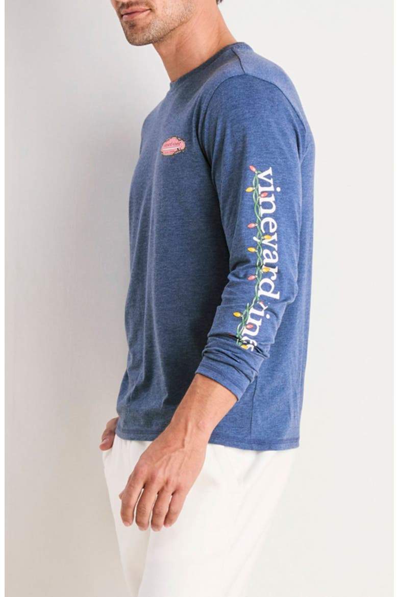 Holiday Board Long Sleeve Graphic T-Shirt, Alternate, color, PRUSSIAN BLUE HEATHER