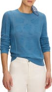 NIC+ZOE Floral Jacquard Lace Inset Pointelle Sweater