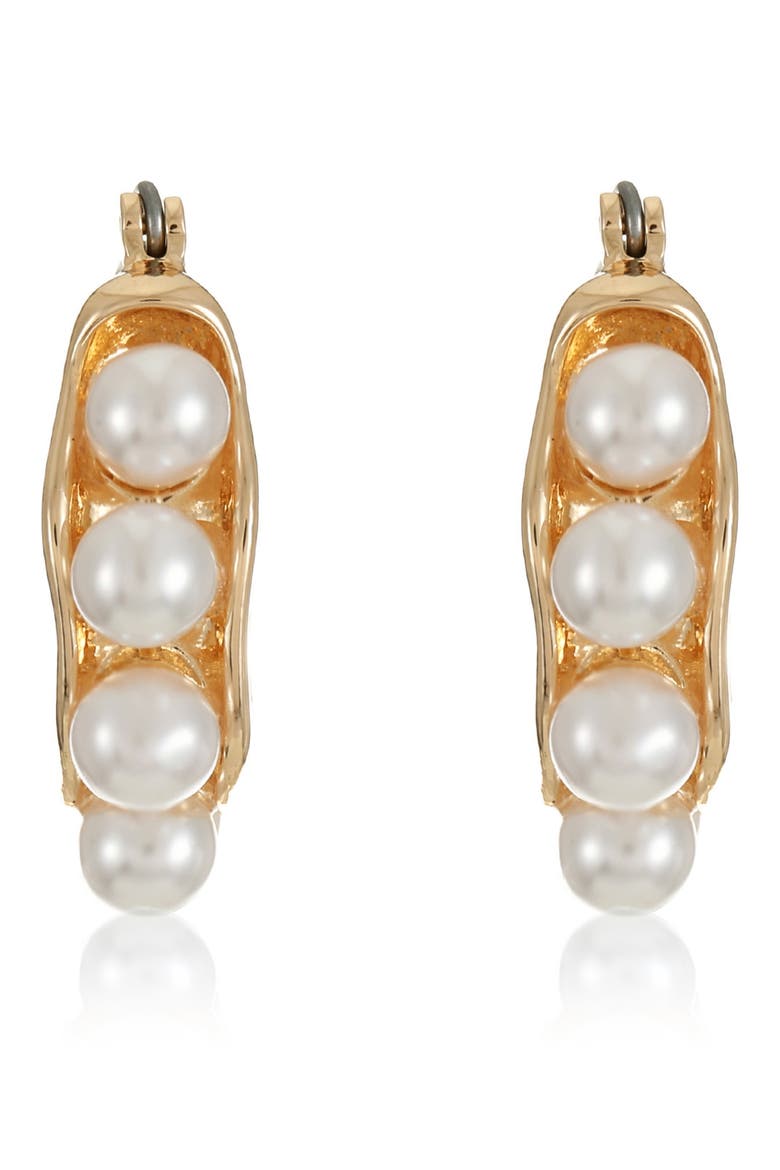 Baby Faux Pearl Hoop Earrings, Alternate, color, GOLD