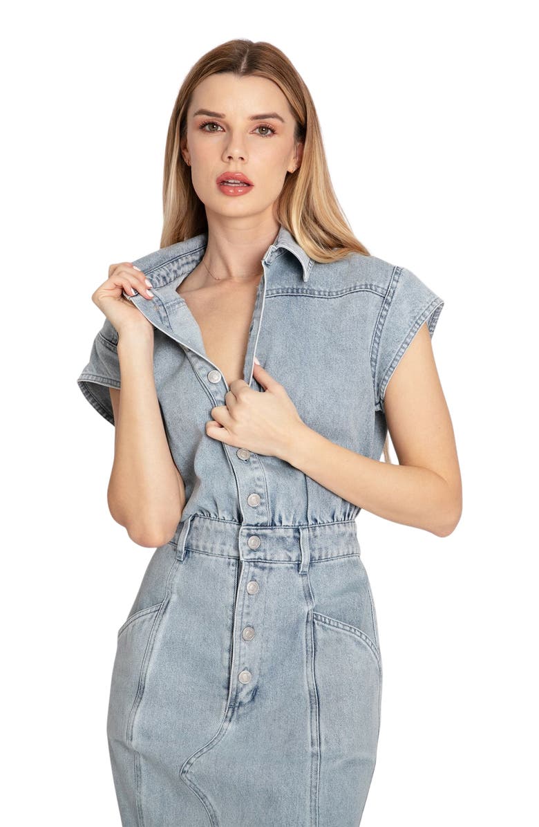 Belle & Bloom Sundown Denim Midi Shirt Dress, Alternate, color, Stonewash