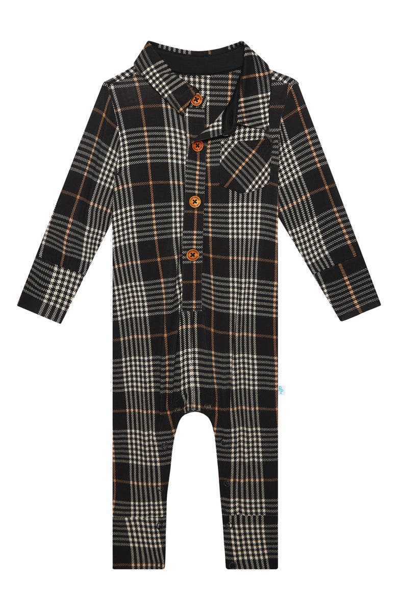 Posh Peanut Kids' Sanders Plaid Long Sleeve Romper, Alternate, color,