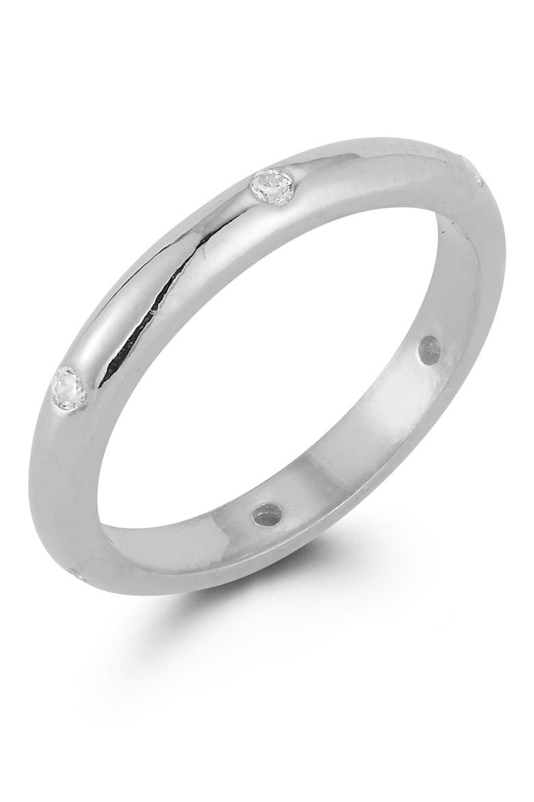 Sterling Silver CZ Band Ring, Alternate, color, SILVER
