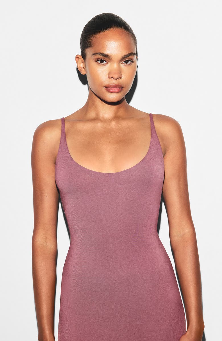 SKIMS Smooth Lounge Scoop Neck Long Dress, Alternate, color, Redwood