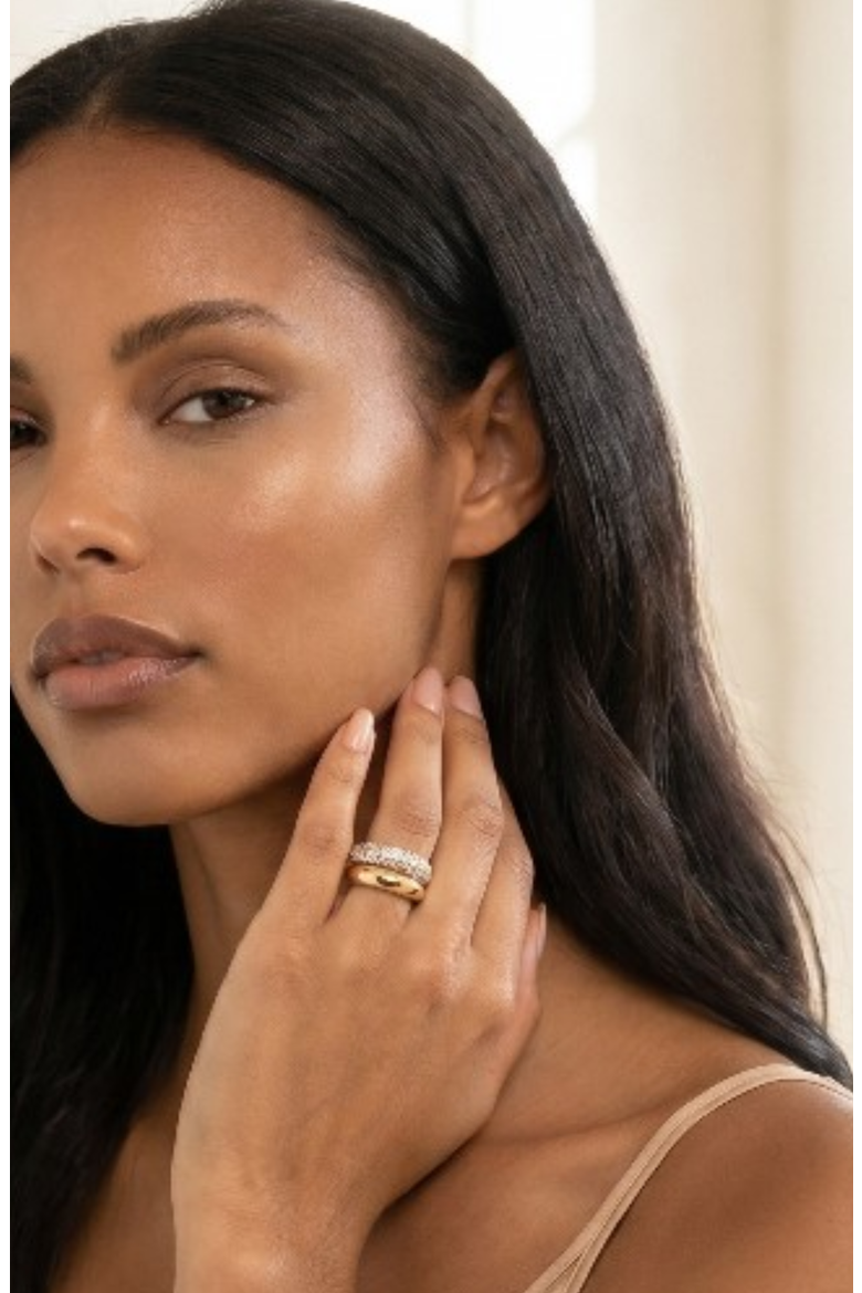 Double Donut Ring, Alternate, color, Gold