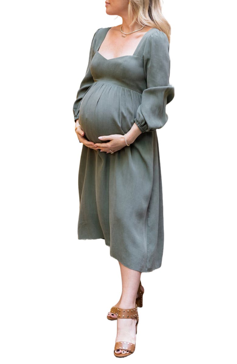 Emilia George Sophie Long Sleeve Maternity Midi Dress, Alternate, color, 
