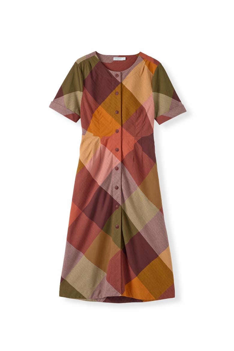 Bias Cut Midi Dress, Alternate, color, Multi Check