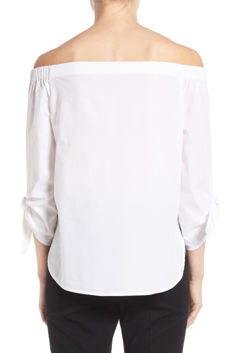 Tie Sleeve Off the Shoulder Top, Alternate, color, WHITE