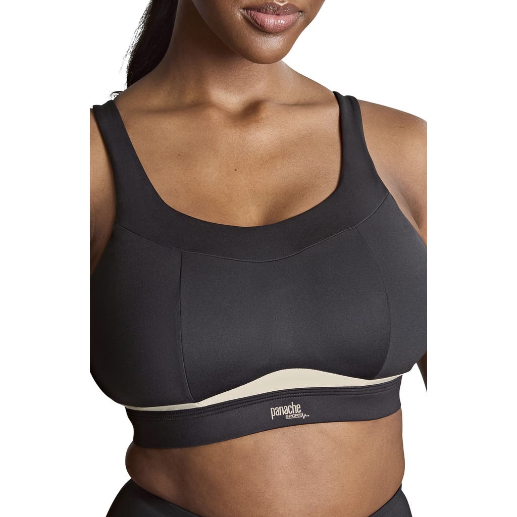 Panache Freedom Underwire Full Coverage Unlined Wireless Sports Bra In Black/chalk
