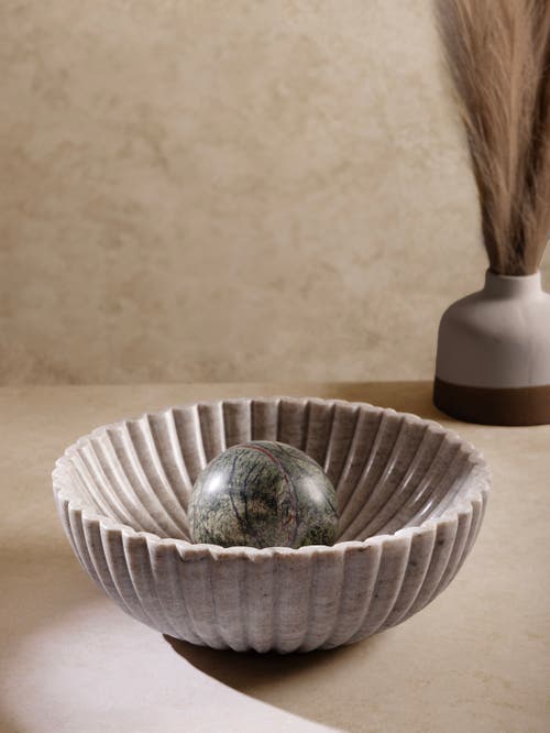 Gauri Kohli Cairo Beige Marble Bowl In Gray